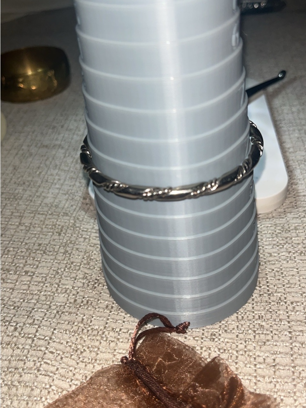Silver-Tone Twisted Rope Textured Bangle Bracelet - Picture 3 of 3